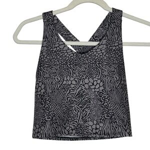 Kyodan Womens XS Grey Black Animal Print Padded Sports Bra Y Back